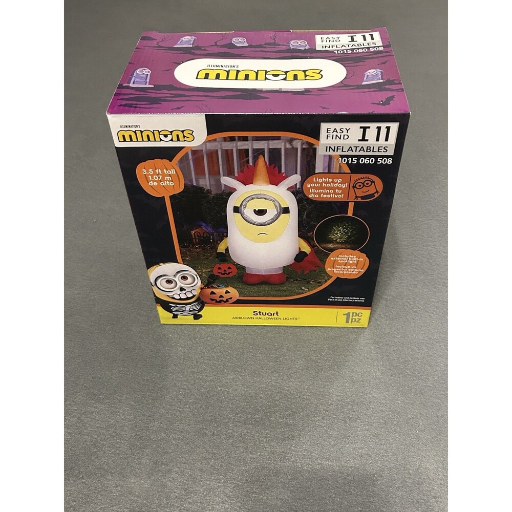 Minions 3.5 Ft. Stuart Unicorn Airblown Halloween External Built-in Spotlight